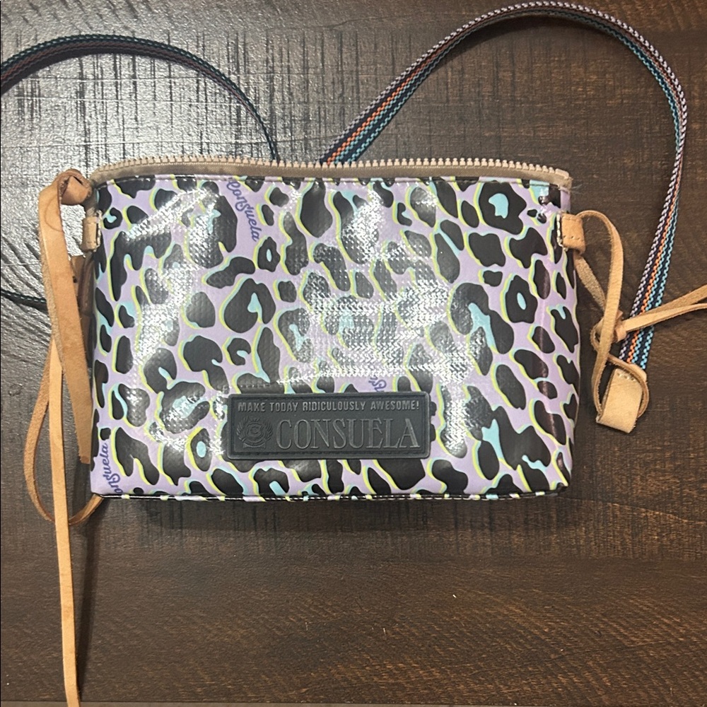 Consuela Purple and Black Leopard Crossbody Bag